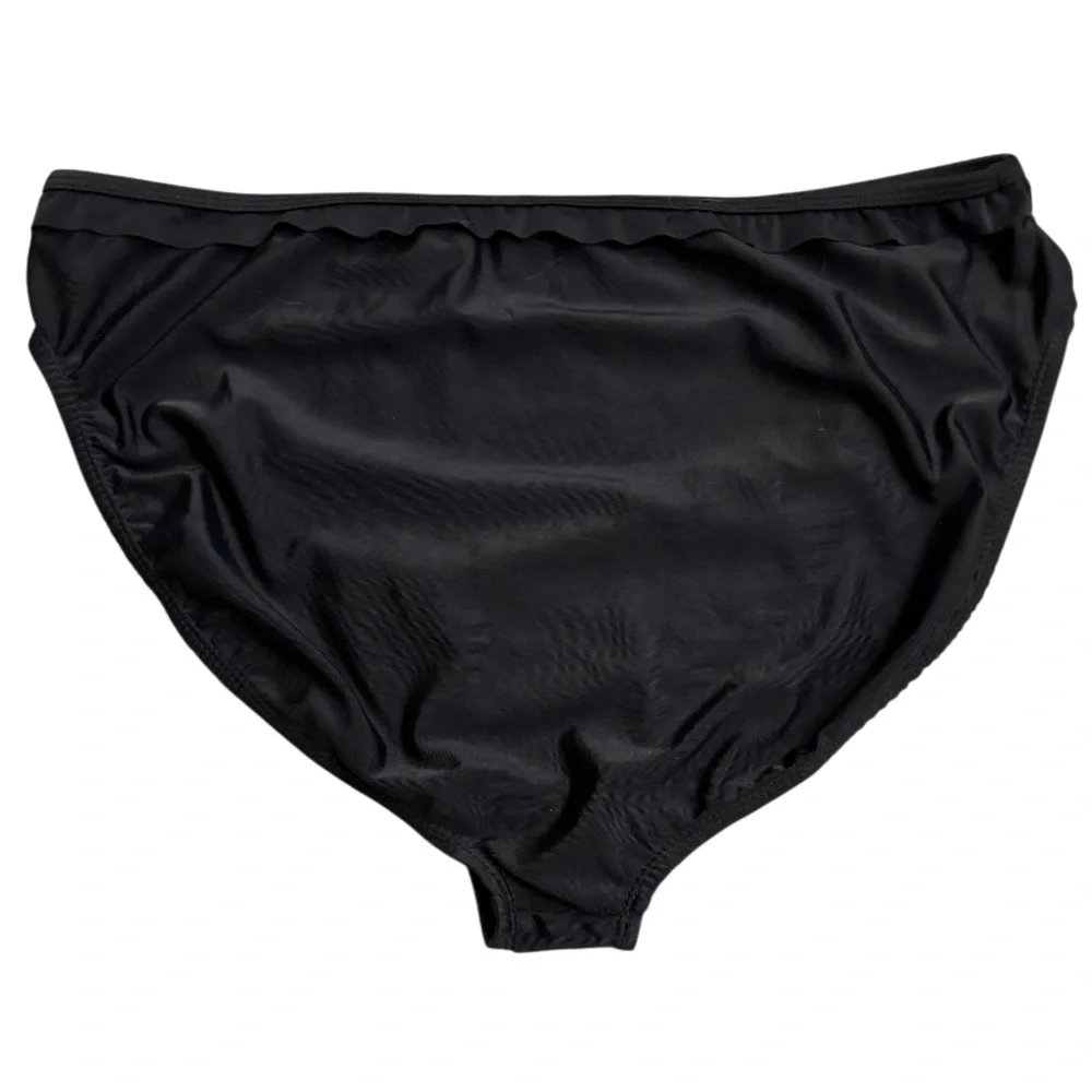 Vintage 90s Y2K Black High Waisted Bikini Bottoms Size 2X NEW Deb Ruffle Trim